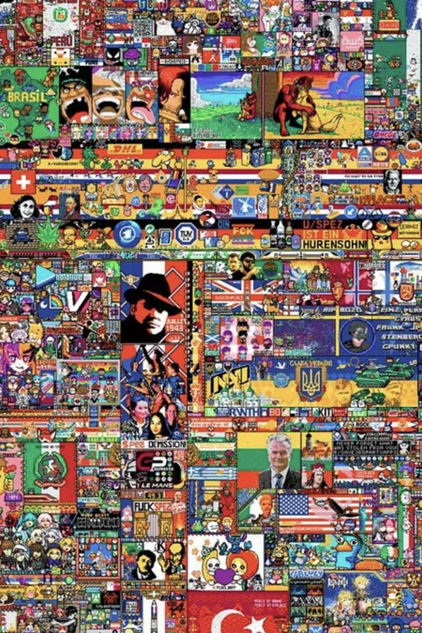 Reddit r/place pixel canvas — temporary collaborative art that resets